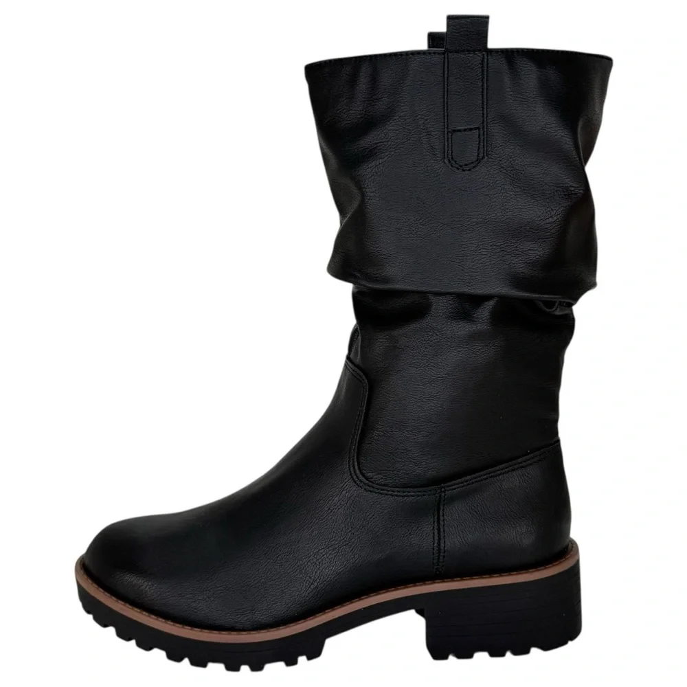 Sun + Stone Nelliee Black Faux Leather Mid-Calf Womens Boots Size 10M - Picture 3 of 11
